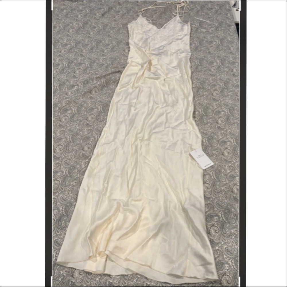 Victoria Beckham Ivory strapped maxi dress with appliqué